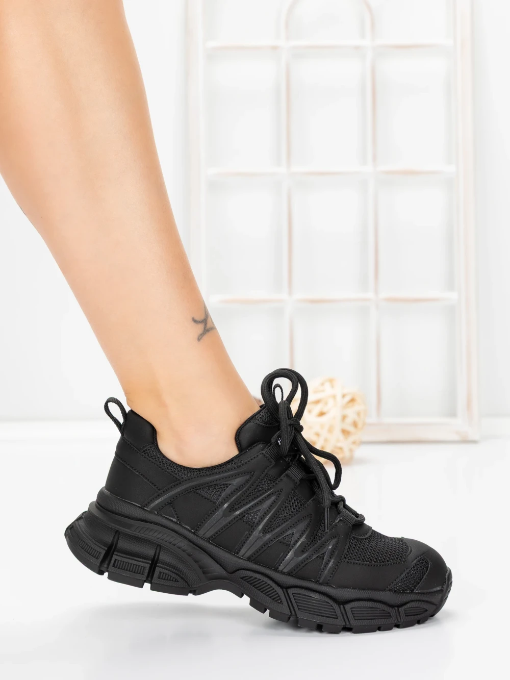 Pantofi Sport Dama din piele naturala 2382-1 Negru | Franco Gerardo