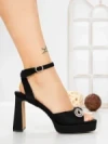 Sandale Dama cu Toc Gros W18-98 BLACK | FESTISIMO