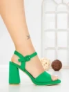 Sandale Dama cu Toc Gros G2432 GREEN | FESTISIMO