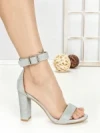 Sandale Dama cu Toc Gros 168-5B SILVER | CHERIE