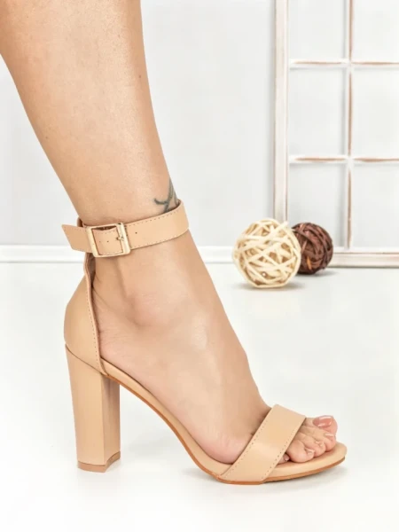 Sandale Dama cu Toc Gros 168-5A APRICOT | CHERIE