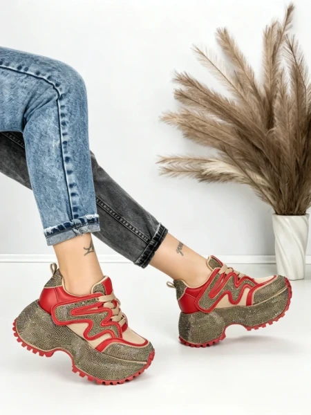 Pantofi Sport Dama cu Platforma 6580-2 RED | MEI