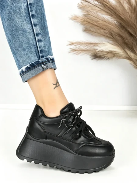 Pantofi Sport Dama cu Platforma 3570 BLACK | MEI