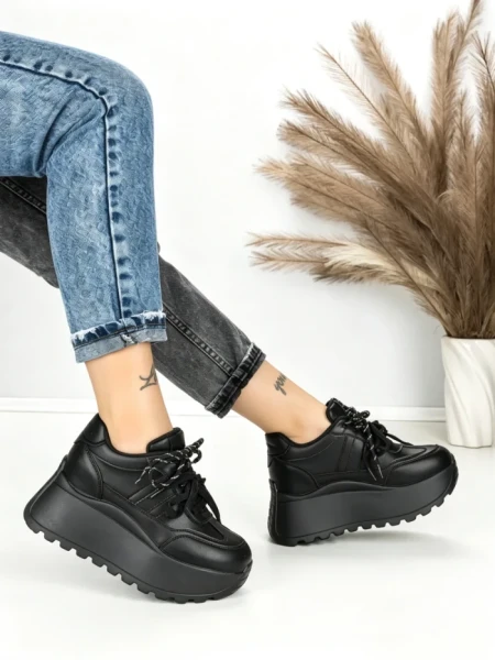 Pantofi Sport Dama cu Platforma 3570 BLACK | MEI