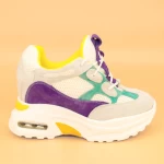 Pantofi Sport cu Platforma Dama QQ8 White-Purple Mei
