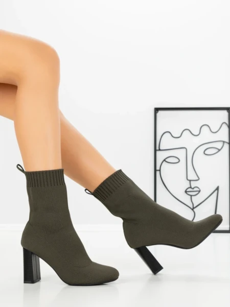 Botine cu Toc Gros 9076 GREEN | CM