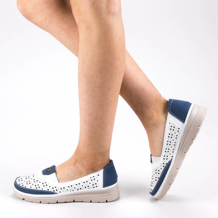Pantofi Casual Dama S122 White-Blue Ggm