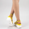 Sandale Dama cu Toc si Platforma QZL225 Yellow Mei