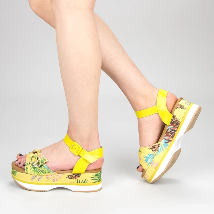 Sandale Dama cu Toc si Platforma GZXY5 Yellow Mei