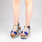 Sandale Dama cu Toc si Platforma GZXY2 Blue Mei