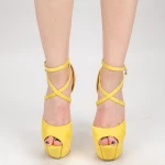 Sandale Dama cu Toc si Platforma HLX78 Yellow Mei