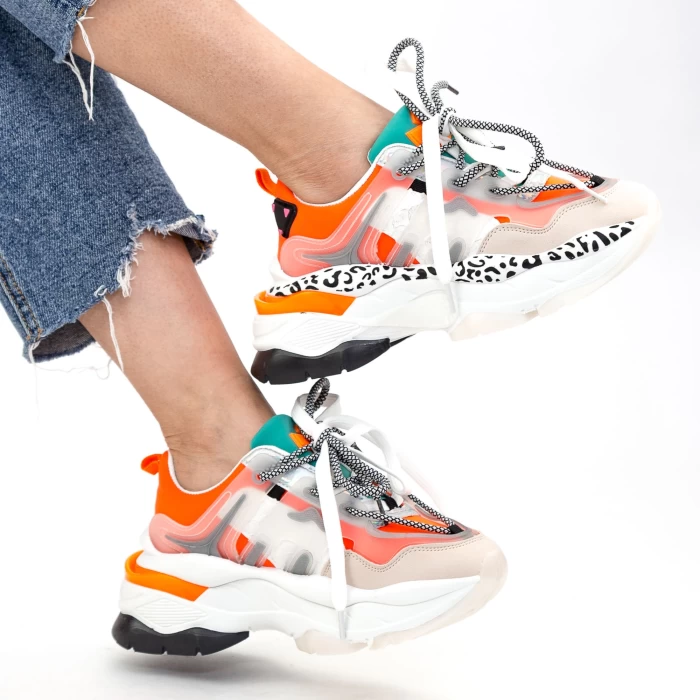 Pantofi Sport Dama cu Platforma YKQ205 Orange Mei