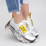 Pantofi Sport Dama cu Platforma SZ260 White-Yellow Mei