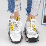 Pantofi Sport Dama cu Platforma SZ260 White-Yellow Mei
