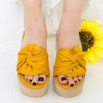 Papuci Dama cu Platforma CZMY1 Yellow Mei