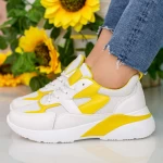 Pantofi Sport Dama cu Platforma GB77 White-Yellow Mei