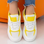 Pantofi Sport Dama cu Platforma GB77 White-Yellow Mei