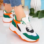 Pantofi Sport Dama cu Platforma 23-51 White-Green Se7en