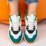 Pantofi Sport Dama cu Platforma 23-51 White-Green Se7en