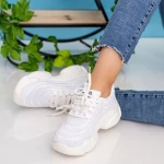Pantofi Sport Dama cu Platforma 19-6 White Mei