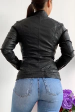 Jacheta Dama din imitatie de piele A17 Negru Mei