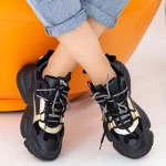 Pantofi Sport Dama cu Platforma LGYED3 Negru-Galben Mei