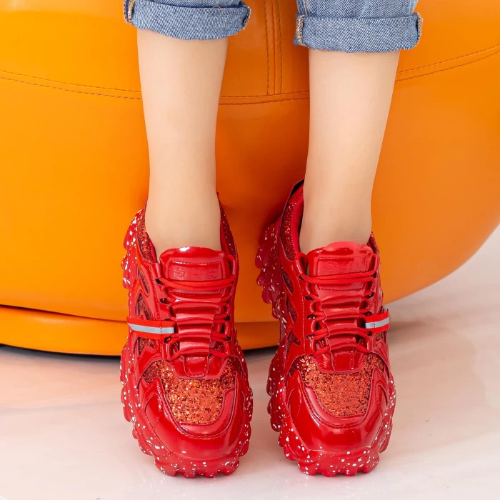 Pantofi Sport Dama cu Platforma NX98 Red Mei