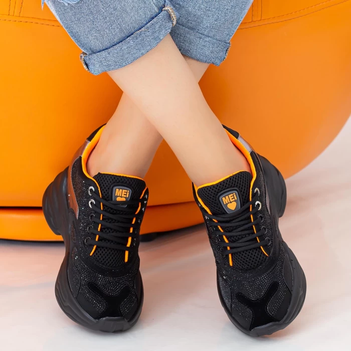 Pantofi Sport Dama cu Platforma SZ231 Black-Orange Mei