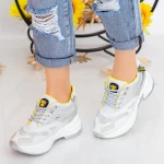 Pantofi Sport Dama cu Platforma SZ231 White-Yellow Mei