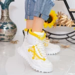 Pantofi Sport Dama cu Platforma SZ239 White-Yellow Mei