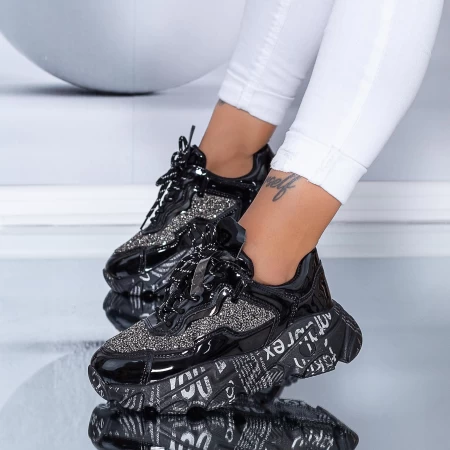 Pantofi Sport Dama cu Platforma NX99 Black » MeiMall.Ro