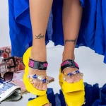 Papuci Dama cu Platforma NX96 Yellow » MeiMall.Ro